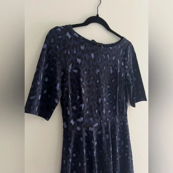 Kate Spade Leopard Print Ponte Fit & Flare Dress Blue Women’s Small - Picture 3 of 12